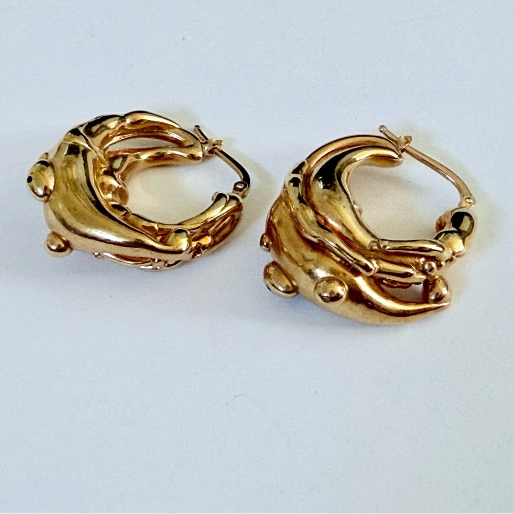 Hannah Jewett “Dark Star” gold plated sterling silver hoop earrings - Picture 3 of 3
